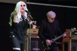 Debbie Harry, left, and Chris Stein of Blondie perform during the Sweetlife Festival at Merriweather Post Pavilion on Saturday, May 14, 2016, in Columbia, Md. (Photo by Owen Sweeney/Invision/AP)