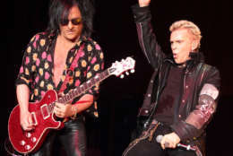 Steve Stevens, left, and Billy Idol perform in concert during the 2015 Sweetlife Festival at Merriweather Post Pavilion on Saturday, May 30, 2015, in Columbia, Md. (Photo by Owen Sweeney/Invision/AP)