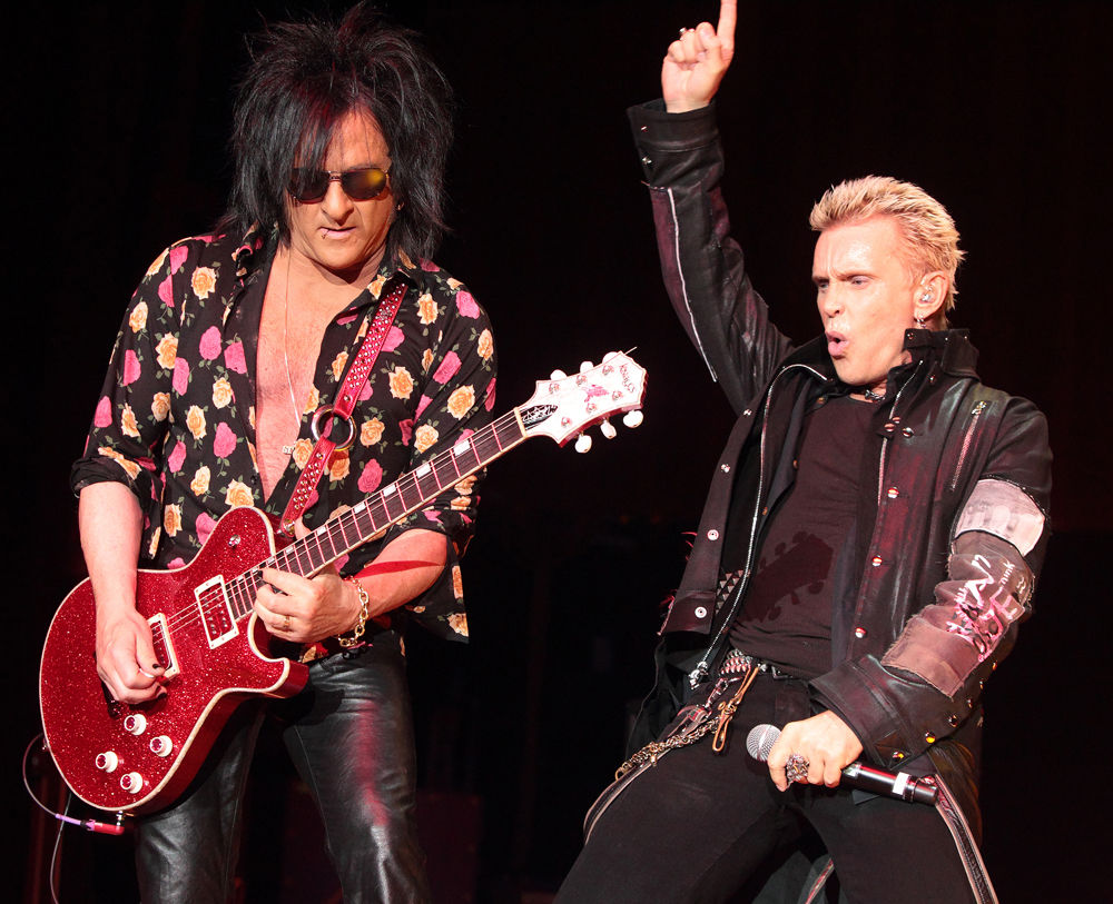 Steve Stevens, left, and Billy Idol perform in concert during the 2015 Sweetlife Festival at Merriweather Post Pavilion on Saturday, May 30, 2015, in Columbia, Md. (Photo by Owen Sweeney/Invision/AP)