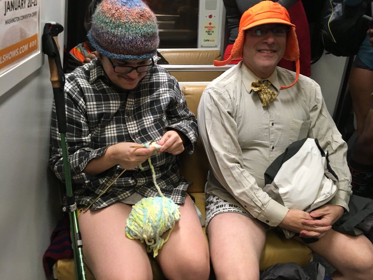 Sunday's spectacle of riders without pants marked the 10th anniversary of the No Pants Metro Ride DC. (WTOP/Liz Anderson) 