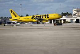 Spirit Airlines came in seventh place. The no-frills airline came in dead last with cancelled flights, involuntary bumping and complaints and ranked seventh with on-time arrivals but the airline did score well with mishandled baggage. File. (AP Photo/Wilfredo Lee)