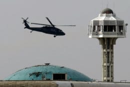 A U.S. Army Black Hawk helicopter flies over Baghdad's heavily fortified Green Zone, Iraq, Wednesday, Feb. 7, 2007. The U.S. military said it was investigating reports that an aircraft went down Wednesday and the reports came five days after a U.S. Army helicopter crashed in a hail of gunfire north of Baghdad, - the fourth helicopter lost in Iraq in a two-week span. (AP Photo/Marko Drobnjakovic)