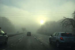 The sun peeks through a dense fog over the D.C. area on Tuesday morning. (Courtesy NBC Washington)