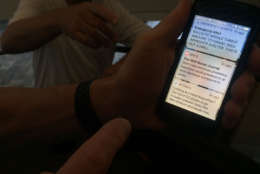 A hotel guest shows WTOP's John Aaron the emergency alert on his phone. (WTOP/John Aaron)