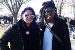 Destiny Herndon-De La Rosa and Cessilye Smith, leaders in a group called New Wave Feminists, attended the march this year and last year. (WTOP/Kathy Stewart)