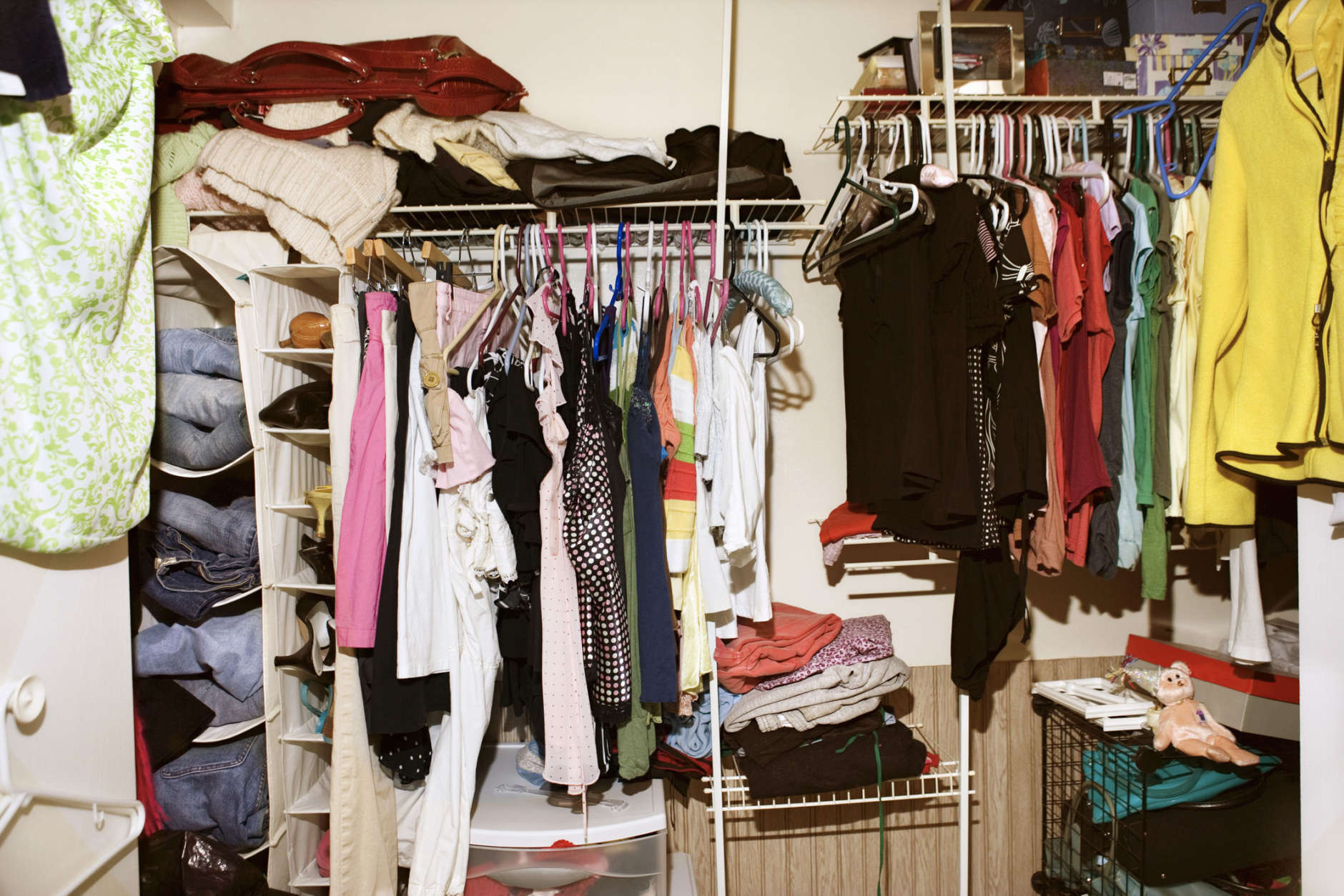 Clothes in woman's closet