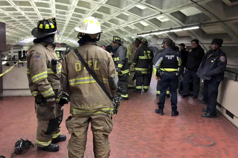 Photo shows DC firefighters at Metro Center