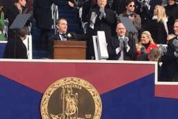 Pictured in his first moments as governor of Virginia, Ralph Northam begins his inaugural address. (WTOP/Max Smith)
