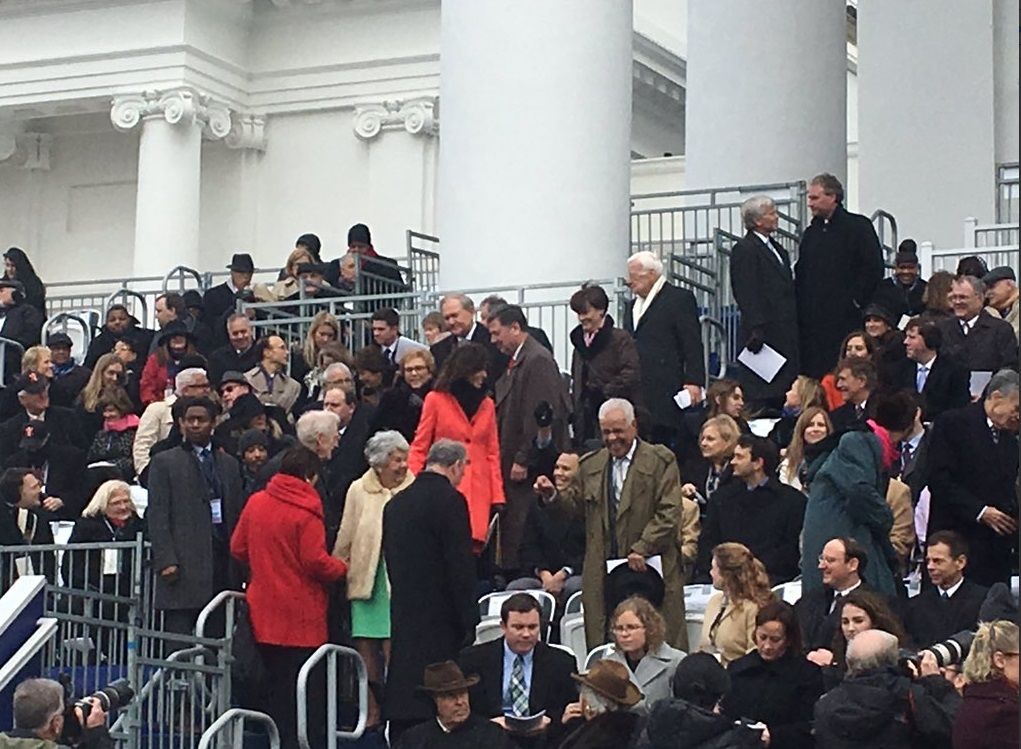 Former governors Bob McDonnell and Douglas Wilder attended the inauguration. (WTOP/Max Smith)