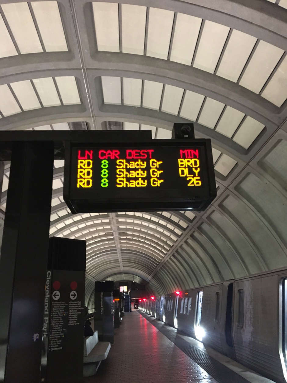 Red Line riders faced long waits Monday morning after a train derailed between Farragut North and Metro Center. Sixty riders evacuated safely but reported smoke and screeching brakes. (WTOP/Sarah Beth Hensley)