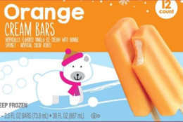 Giant issued a voluntary recall of its "Store Brand Orange Cream Bars and Ice Cream Bars."  (Courtesy FDA)