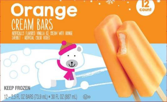 Giant issued a voluntary recall of its "Store Brand Orange Cream Bars and Ice Cream Bars."  (Courtesy FDA)