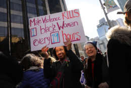 NEW YORK, NY - JANUARY 20:  Thousands hold signs and rally while attending the WomenÕs March on January 20, 2018 in New York, United States. Across the nation hundreds of thousands of people are marching on what is the one-year anniversary of President Donald Trump's swearing-in to protest against his past statements on women and to celebrate womenÕs rights around the world.  (Photo by Spencer Platt/Getty Images)