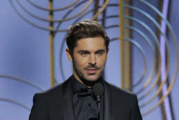 In this handout photo provided by NBCUniversal,  Actor Zac Efron speaks onstage during the 75th Annual Golden Globe Awards at The Beverly Hilton Hotel on January 7, 2018 in Beverly Hills, California.  (Photo by Paul Drinkwater/NBCUniversal via Getty Images)