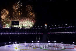 Fireworks explode during the closing ceremony of the 2018 Winter Olympics begins in Pyeongchang, South Korea, Sunday, Feb. 25, 2018. (AP Photo/Chris Carlson)