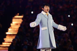 OH Yeon-joon sings during the closing ceremony of the 2018 Winter Olympics in Pyeongchang, South Korea, Sunday, Feb. 25, 2018. (AP Photo/Kirsty Wigglesworth)