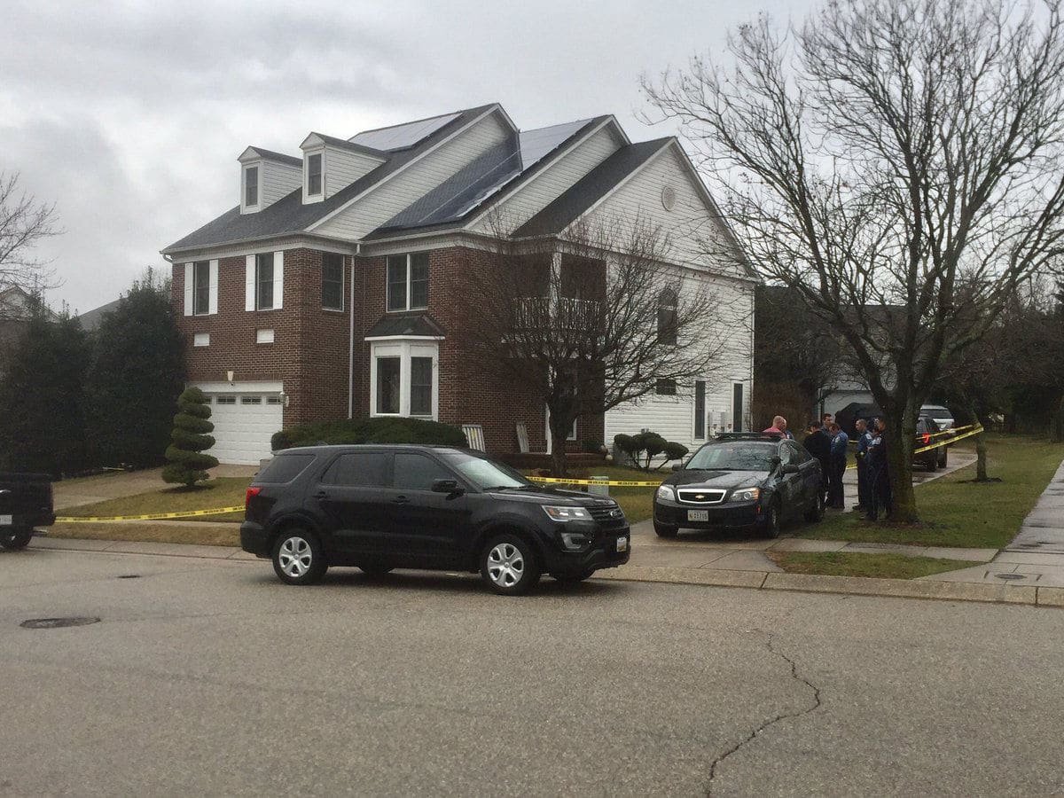 Anne Arundel County police investigate two adult bodies found in a home in the 2000 block of Brigadier Boulevard in Odenton, Maryland. (Courtesy NBC4)
