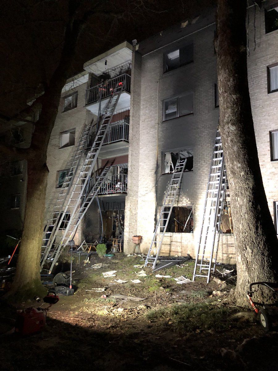 Around 95 firefighters were on the scene of an apartment fire in Silver Spring, Maryland, early Wednesday morning. (Courtesy Pete Piringer)  