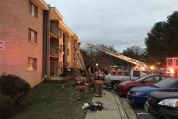 One resident was injured in the four-level residential apartment fire in Silver Spring, Maryland, early Wednesday morning. (Courtesy Pete Piringer)  