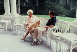 Vice President George H.W. Bush and Barbara Bush relax at the Vice President's mansion in August 1982.

Photograph by Dennis Brack BBBs 20