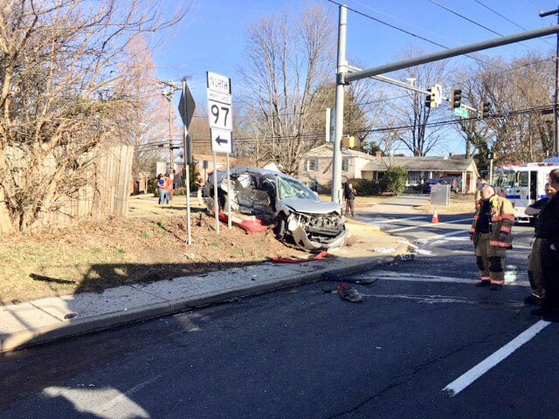 One person was trapped in the wreck that happened a little before 3:30 p.m. on Tuesday. (Courtesy Pete Piringer via Twitter)
