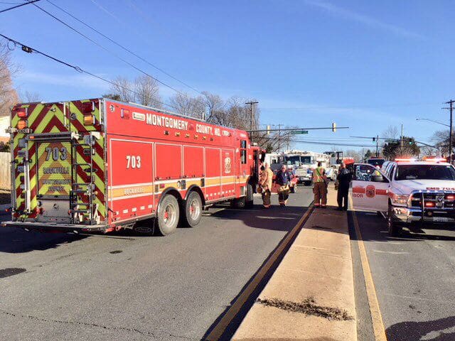 Scene from the crash on Georgia Avenue and Hathaway Drive. (Courtesy Pete Piringer via Twitter)