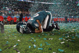 MINNEAPOLIS, MN - FEBRUARY 04: Patrick Robinson #21 of the Philadelphia Eagles celebrates after defeating the New England Patriots 41-33 in Super Bowl LII at U.S. Bank Stadium on February 4, 2018 in Minneapolis, Minnesota.  (Photo by Elsa/Getty Images)