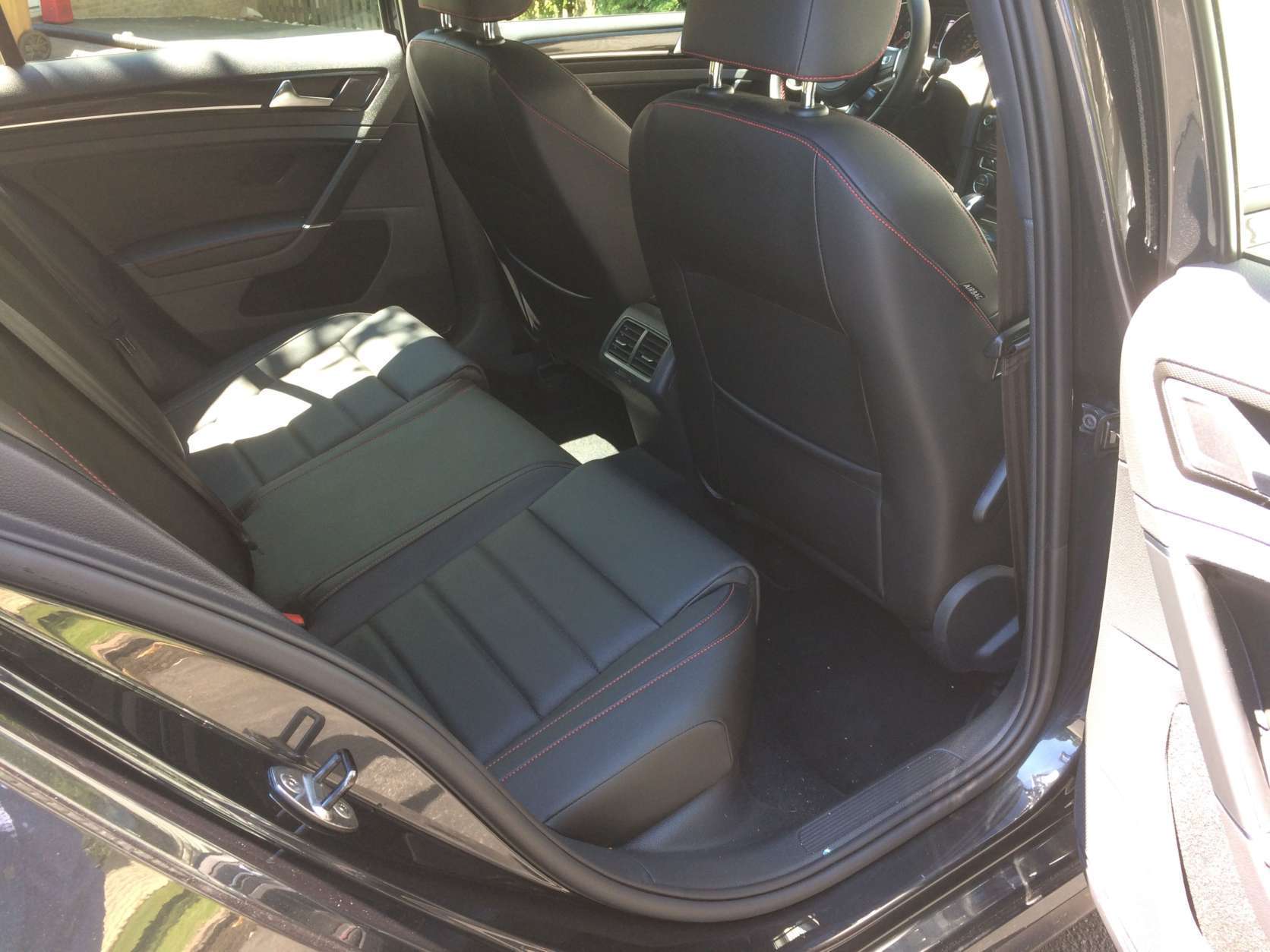 Inside is a hit for this hot hatch, with great space for a car this size. Rear seat riders have a good amount of space for this compact hatch with ample headroom and usable leg room for most. (WTOP/Mike Parris) 