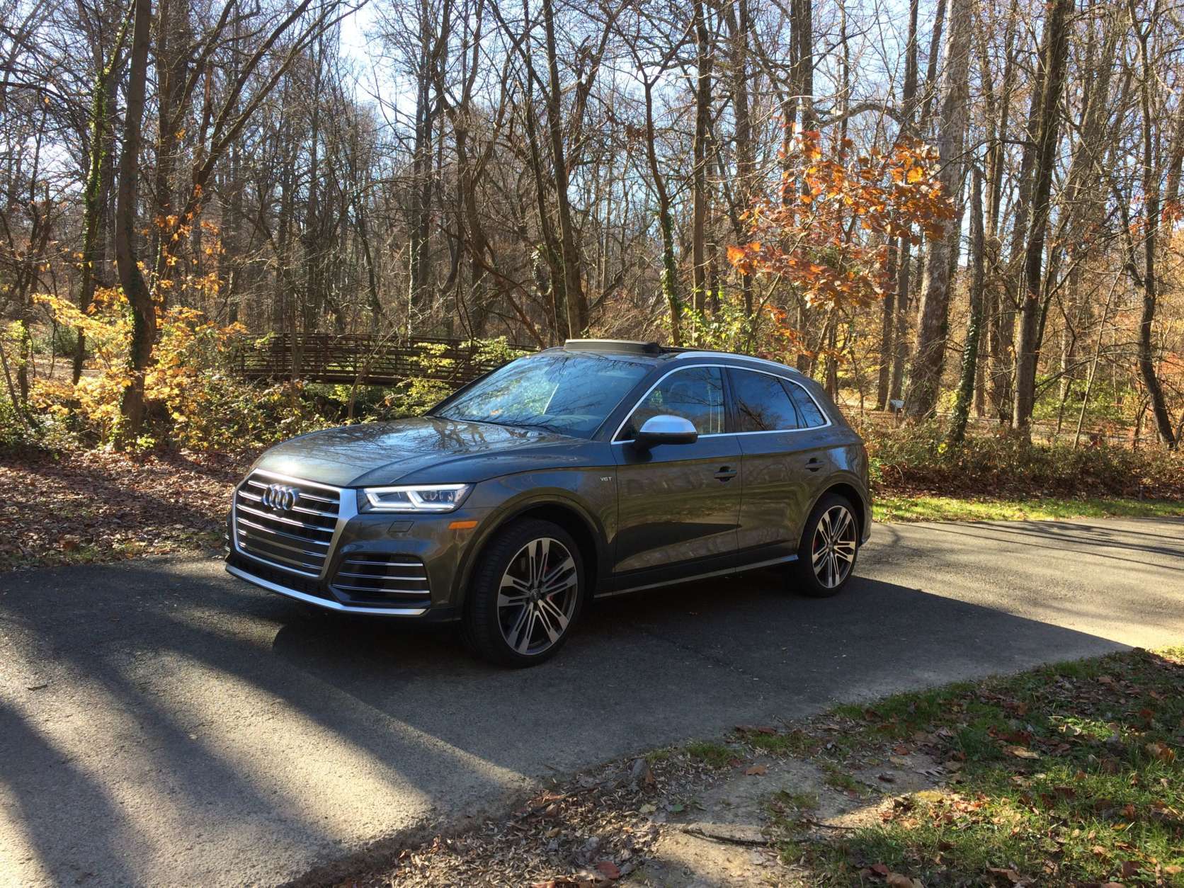 This is a SQ5 with a price; it starts at around $54,000, so it has to (and does) look different when parked next to the regular Q5. (WTOP/Mike Parris) 