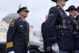 Prince George's County officers pay respects to fallen Cpl. Mujahid Ramzziddin. (WTOP/Kate Ryan)
