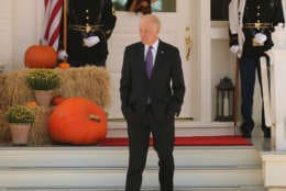 WASHINGTON, DC - OCTOBER 15:  U.S. Vice President Joe Biden steps onto the front porch of his residence before welcoming President Park Geun-hye of South Korea to the Naval Observatory for lunch October 15, 2015 in Washington, DC. Park, South Korea's first female president, met with Biden and will visit the White House Friday for a meeting with President Barack Obama, where the two leaders are expected to talk about the denuclearization of the Korean Peninsula.  (Photo by Chip Somodevilla/Getty Images)