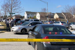 The shooting led to a massive police response in two locations. There were between 30 and 50 officers on Chadds Ford Road in Brandywine, Maryland, where the officer lost his life, WTOP's Megan Cloherty reported at the scene. There was also a major police presence on MD-210. (WTOP/Megan Cloherty)