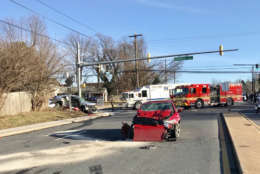 Scene of a wreck that sent four people, including one child, to the hospital on Georgia Avenue in Montgomery County. (Courtesy Pete Piringer via Twitter)