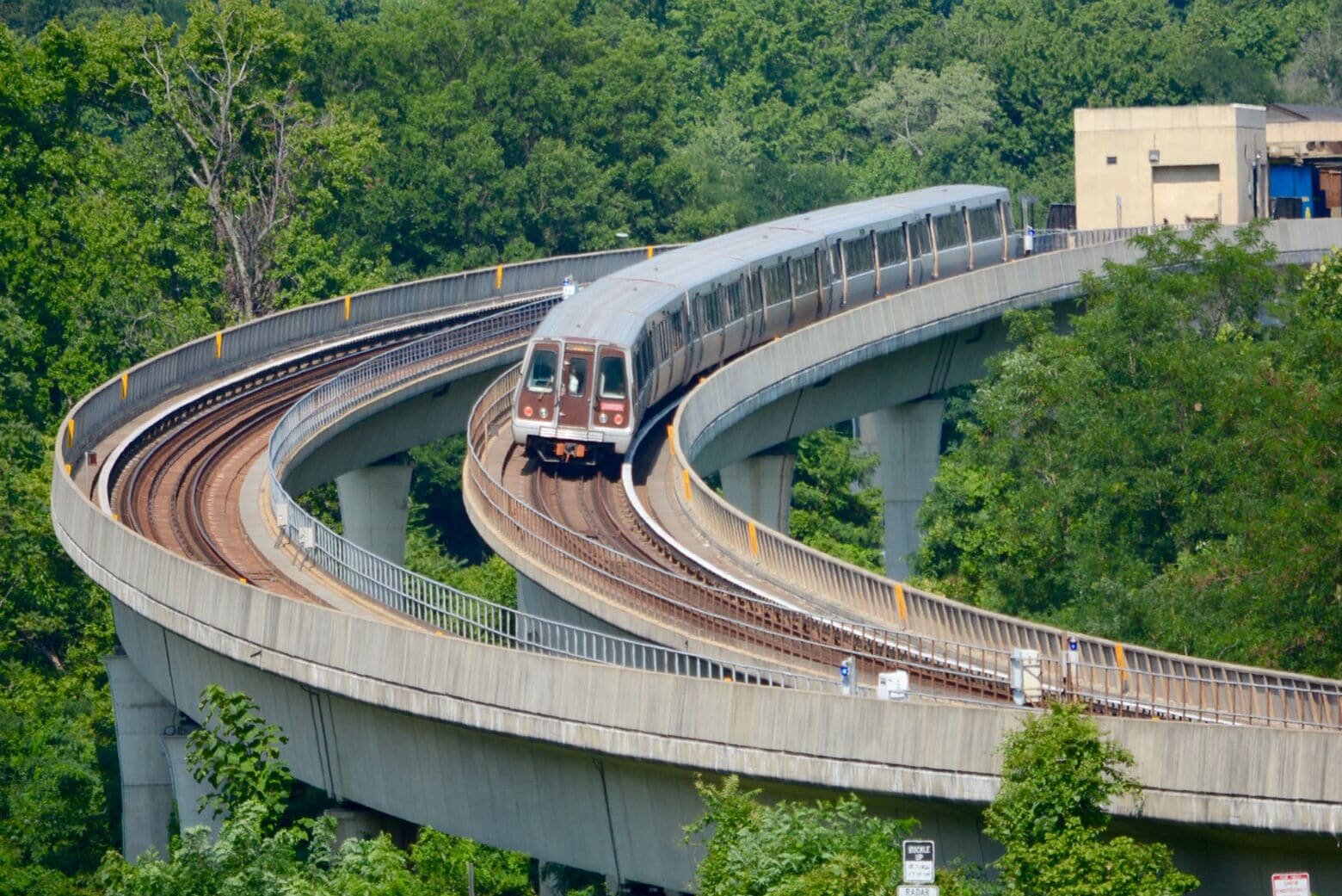 Photo shows a Metrorail train on the Green Line