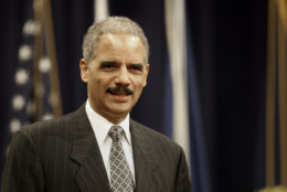Attorney General Eric Holder makes remarks commemorating  African American History Month, Wednesday, Feb. 18, 2009, during a ceremony at the Justice Department in Washington, Wednesday, Feb. 18, 2009. (AP Photo/Lawrence Jackson)