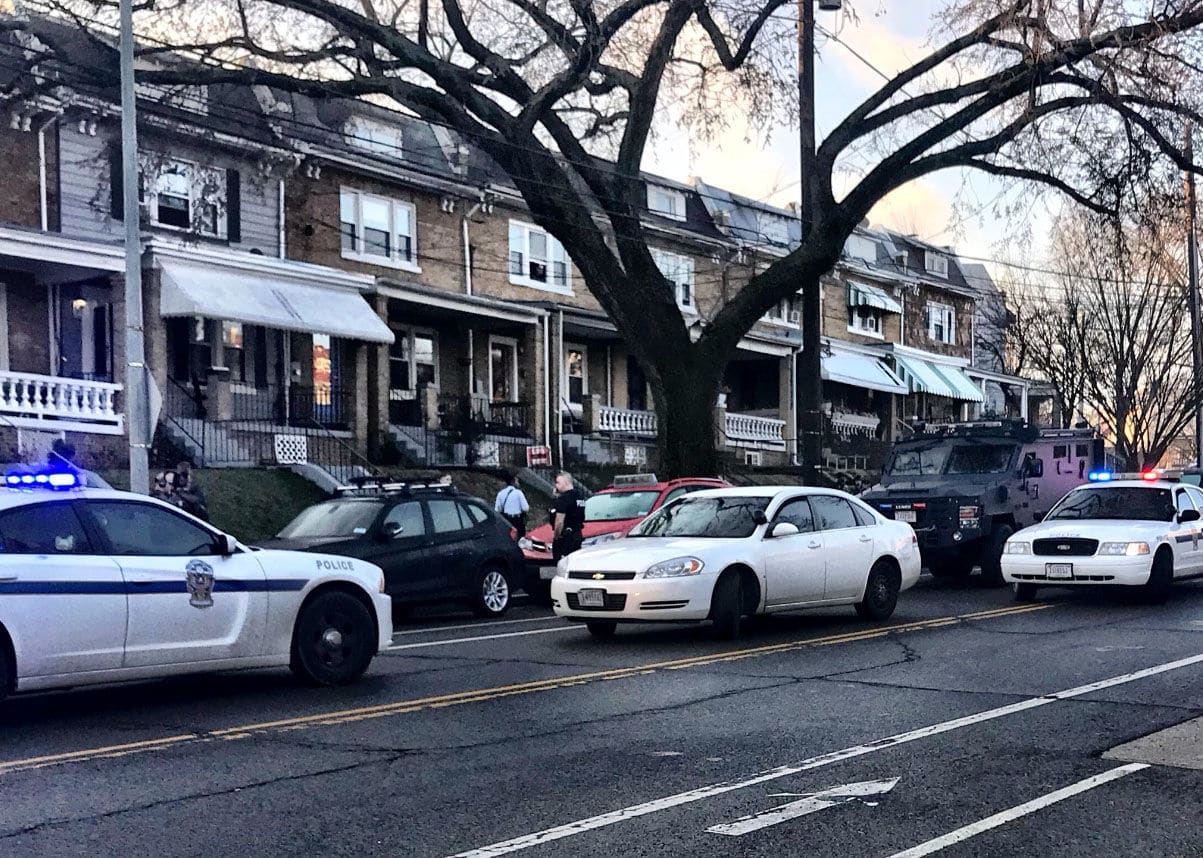 Police investigate a shooting that involved a U.S. Park Police officer on Wednesday, Feb. 21, 2018. (WTOP/Neal Augenstein)