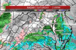 Radar map for Saturday 2:49 p.m. (Courtesy NBC 4)