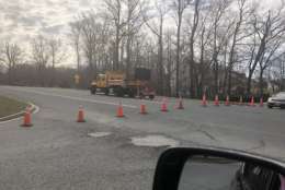 Route 197 in Maryland is blocked in both directions by a downed tree about a half-mile past BW Parkway. (Courtesy Missy Krissy via Twitter)