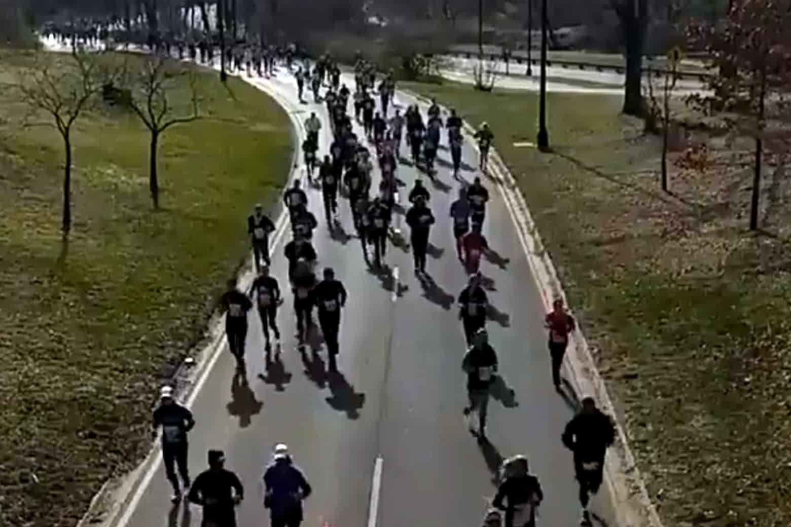 racers run through a park