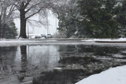 When the snow melts, it could lead to flooding and ponding problems. (WTOP/Kristi King)