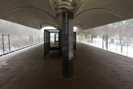 The Shady Grove Metro station at 8:25 a.m. on Wednesday. With schools and the federal government offices closed, there weren't a lot of commuters. (WTOP/Mike Murillo)