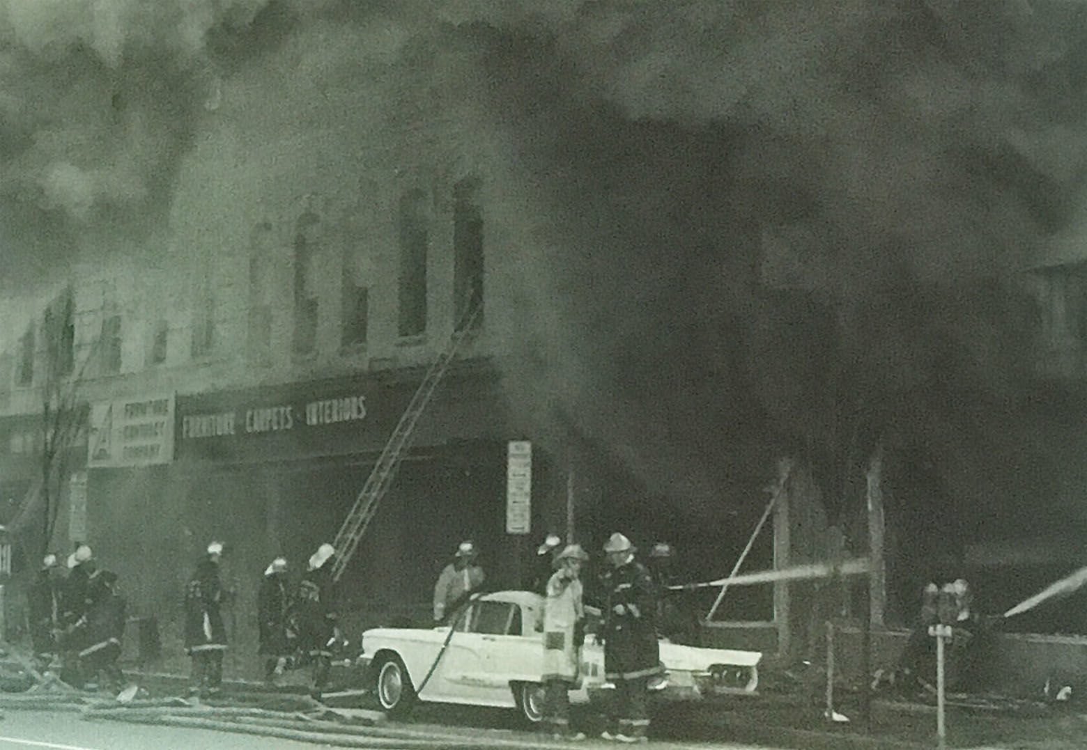Thick black smoke billowing from a fire. (Courtesy D.C. Fire and EMS Museum)