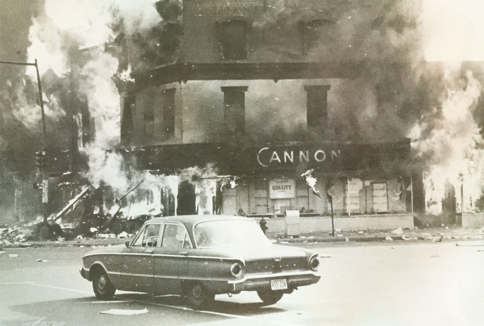 A store set ablaze. (Courtesy D.C. Fire and EMS Museum)