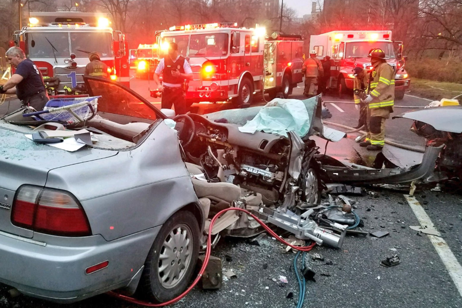 D.C. Fire and EMS at the scene of a serious crash Thursday morning on Rock Creek Parkway. (Courtesy D.C. Fire and EMS)