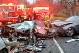 A serious crash on Rock Creek Parkway Thursday morning sent four people to the hospital. (Courtesy Courtesy D.C. Fire and EMS)