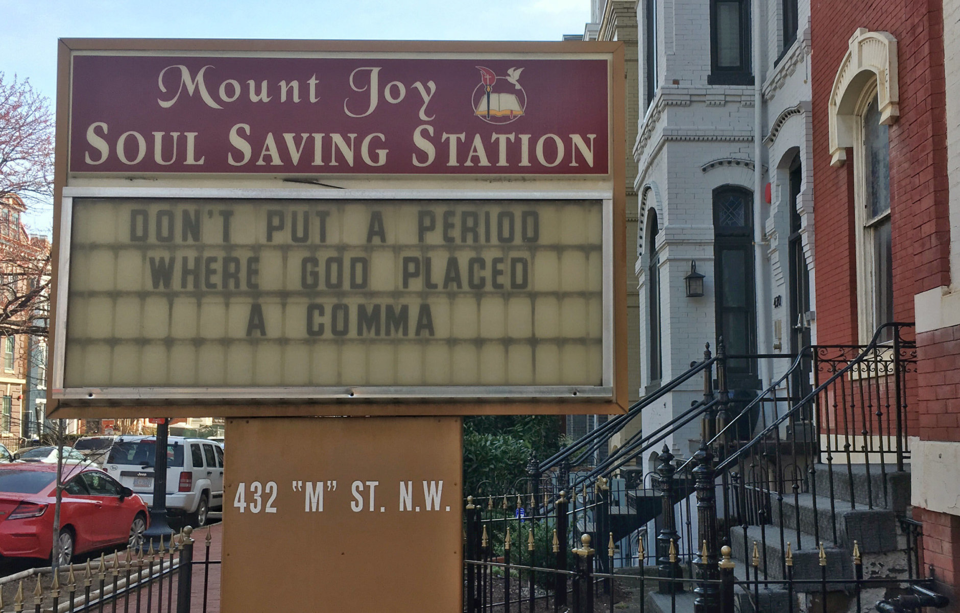 Mount Joy Soul Saving Station, which has sat on the corner of M and Fourth streets for more than 40 years. As the congregation well knows, redevelopment and revitalization in D.C. has not come without its downsides. (WTOP/Jack Moore)