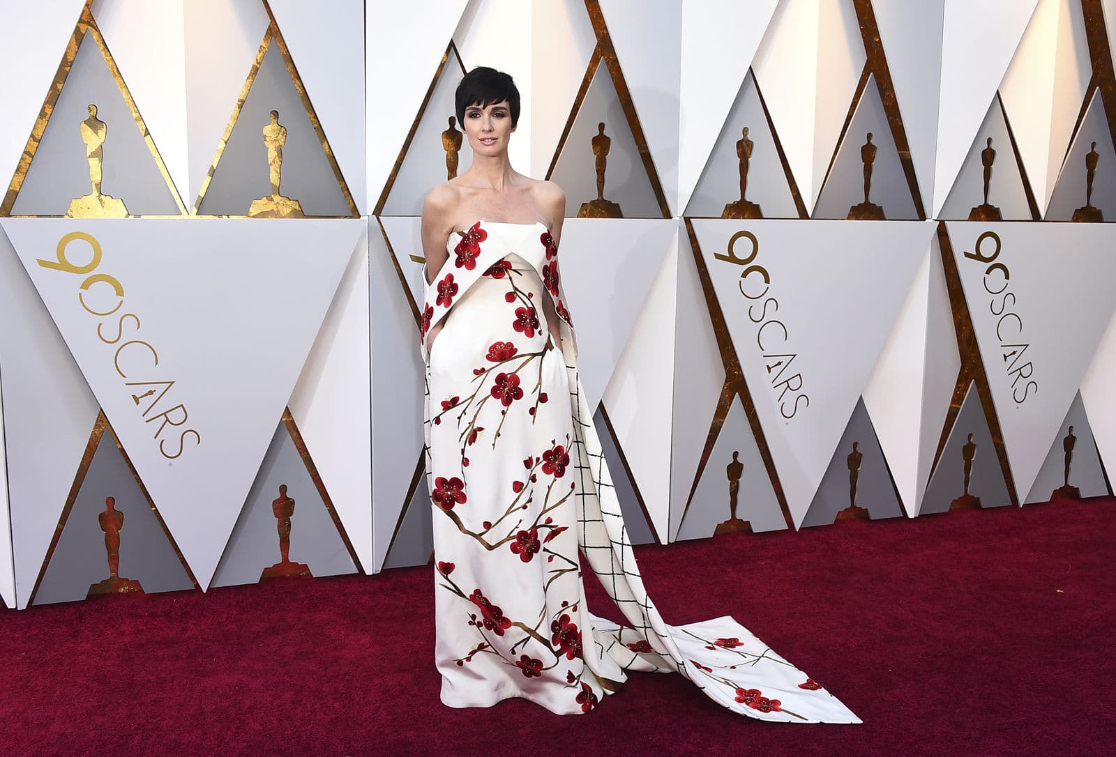 Paz Vega arrives at the Oscars on Sunday, March 4, 2018, at the Dolby Theatre in Los Angeles. (Photo by Jordan Strauss/Invision/AP)