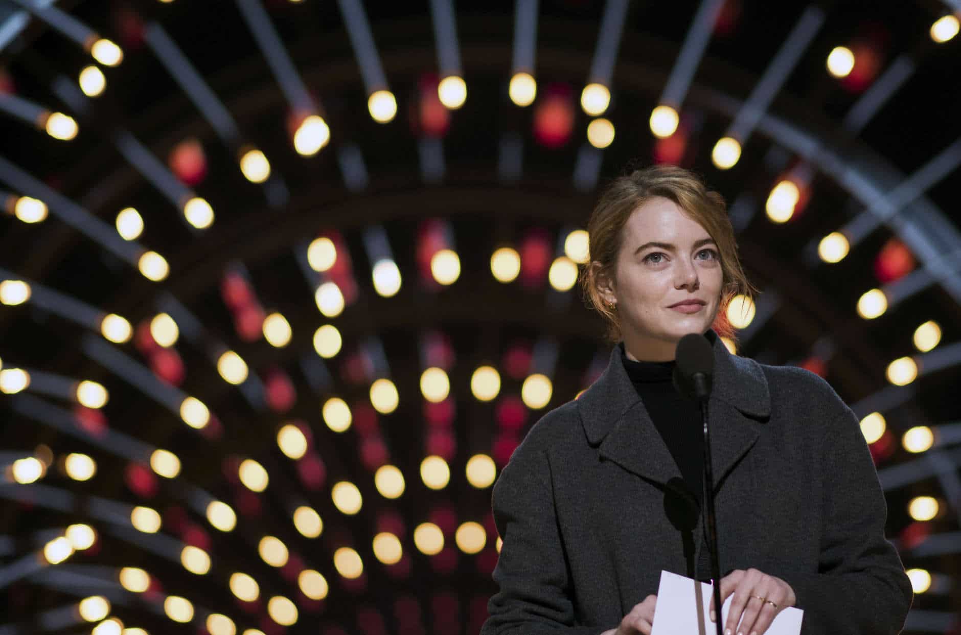 Emma Stone appears during rehearsals for the 90th Academy Awards in Los Angeles on Saturday, March 3, 2018. The Academy Awards will be held at the Dolby Theatre on Sunday, March 4. (Photo by Charles Sykes/Invision/AP)