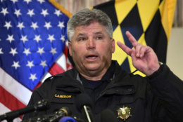 St. Mary's County Sheriff Tim Cameron speaks about the shooting at Great Mills High School during a news conference in Great Mills, Md., Tuesday, March 20, 2018. (AP Photo/Susan Walsh)