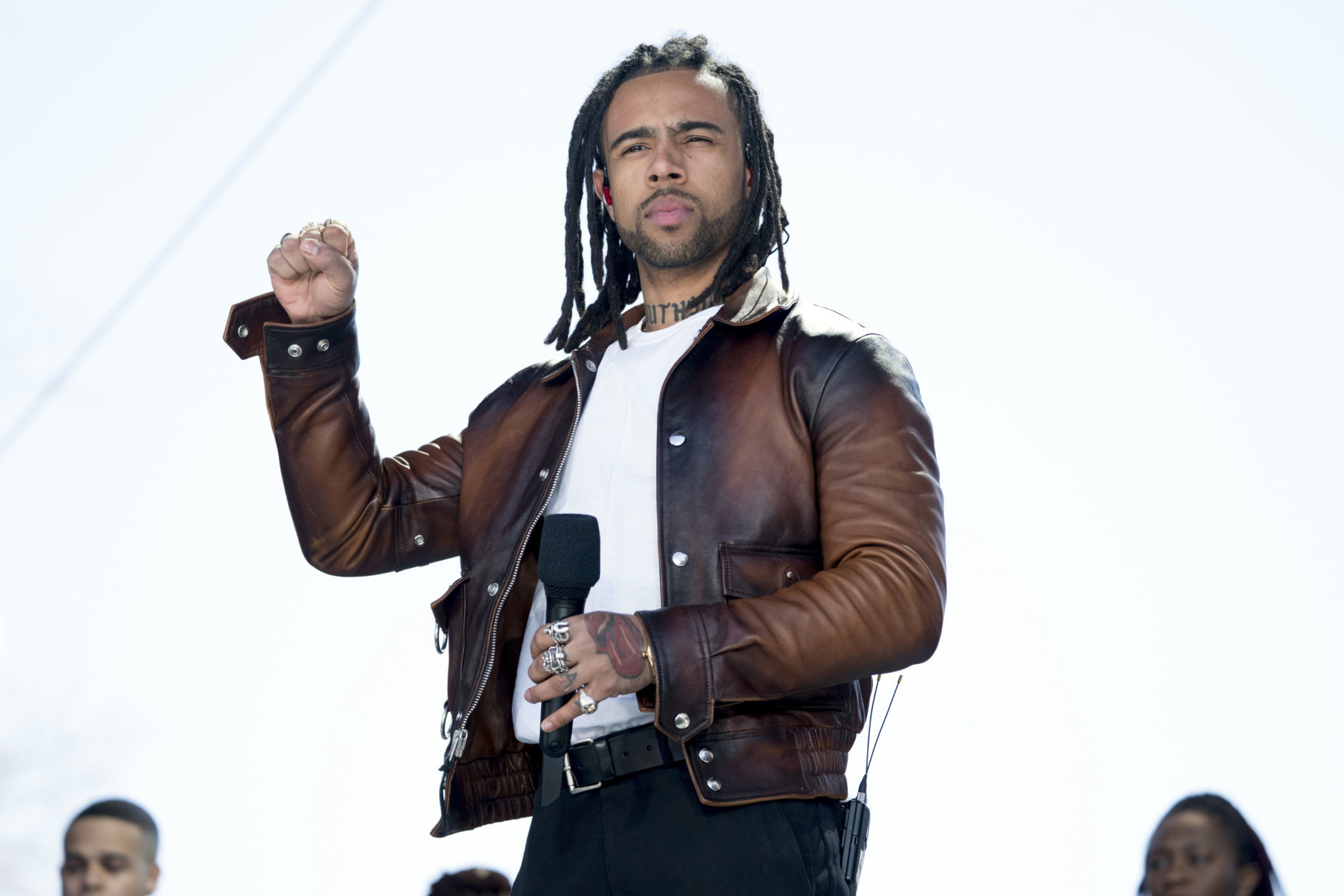 Vic Mensa performs "We Could Be Free" during the "March for Our Lives" rally in support of gun control in Washington, Saturday, March 24, 2018. (AP Photo/Andrew Harnik)